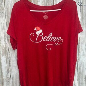 Brand new 2X Apt. 9 red Christmas t-shirt “Believe”
